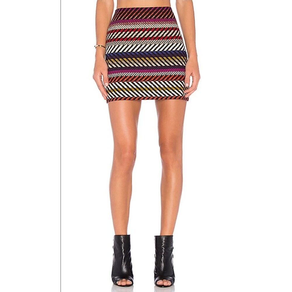 Trina Turk Red & Black Stripe Rico Striped Mini Skirt Multicolor Size 4